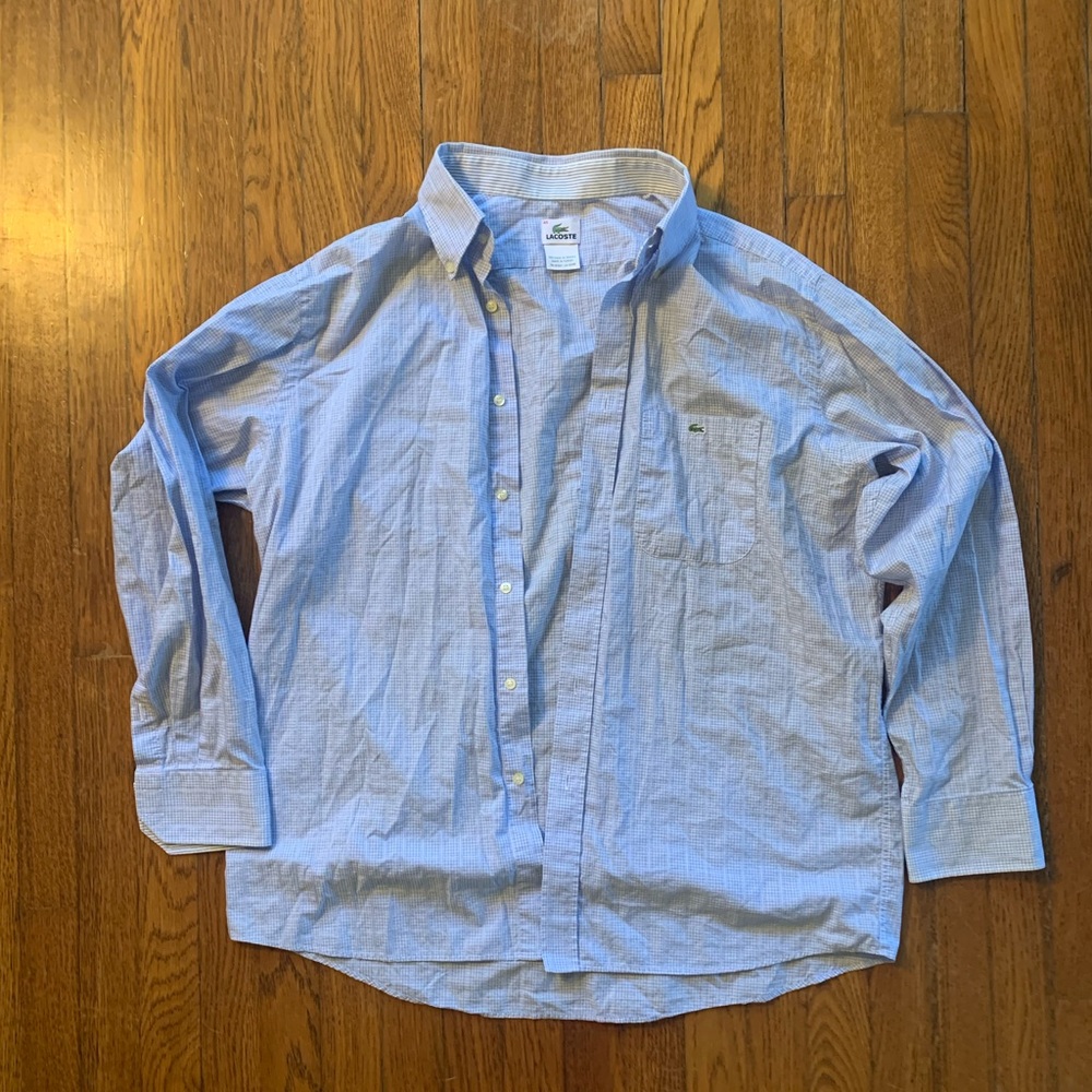 Men’s Lacoste button down shirt blue and white size 45